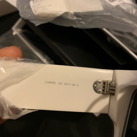 Celiné White Rectangular Acetate Sunglasses - Picture 7 of 8